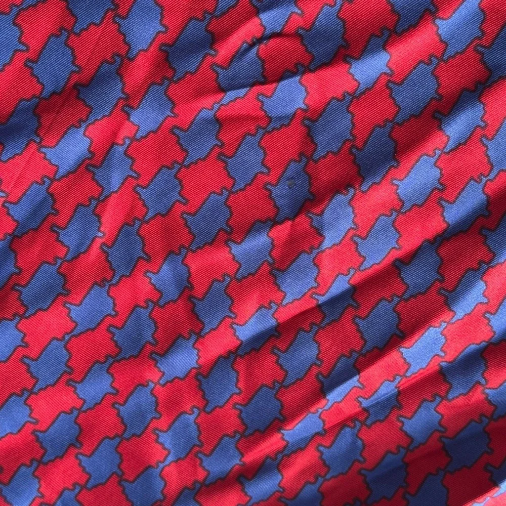 Vintage 1987 Ginnie Johansen Red Blue Silk Scarf Geometric Made in Japan 34